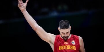 Nikola Vucevic reacts to Montenegro’s loss to Lithuania