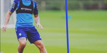 Photo: Leeds player training at Thorp Arch and could play this weekend