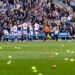 Match SUSPENDED as furious fans launch tennis balls onto the pitch in bitter protest