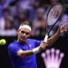 Roger Federer showcases trademark shot as he returns to court at the Laver Cup