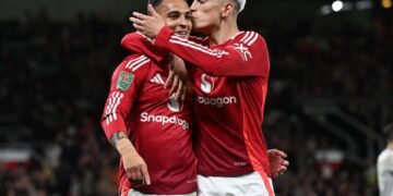 Alejandro Garnacho shows his true colours with gesture to Man Utd team-mate Antony after scoring from penalty spot