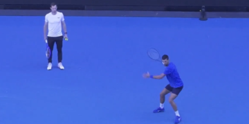 Djokovic and Murray Hit the Practice Courts in Melbourne
