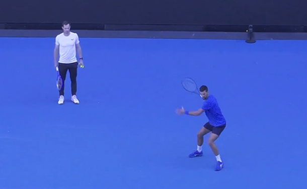 Djokovic and Murray Hit the Practice Courts in Melbourne
