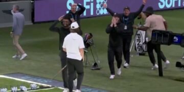 Tommy Fleetwood just hit the wildest (unofficial) shot in TGL history