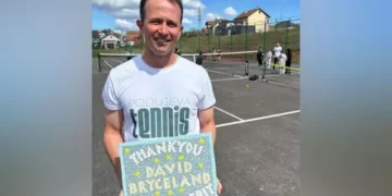 Altrincham tennis coach fundraiser serves up court in Kosovo